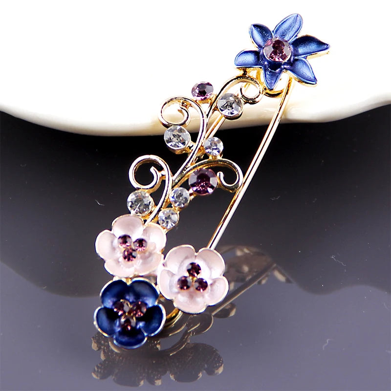 Colorful Rhinestone Flower Brooch Lapel Pin Wedding Jewelry Accessory