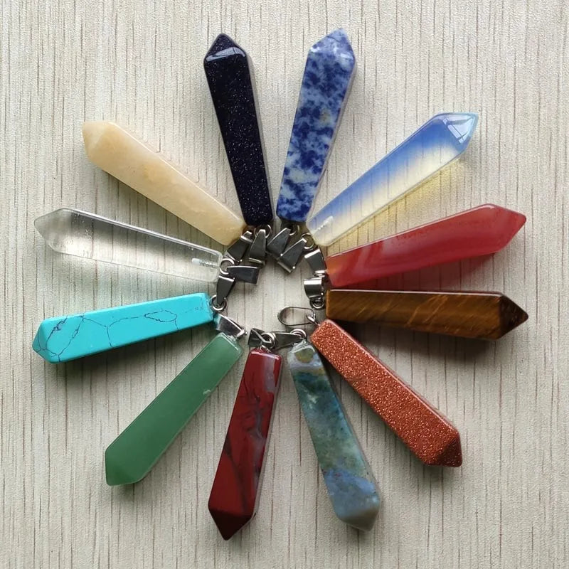 Natural Stone Mix Pendant Charms for Jewelry Making 12pcs/lot