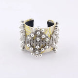 Exaggerated Rhinestone Pearl Mesh Bracelet Ladies Prom Catwalk Travel