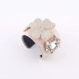 Baroque Four-Leaf Flower Rhinestone Bracelet for Party