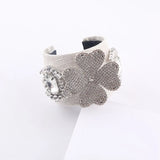 Baroque Four-Leaf Flower Rhinestone Bracelet for Party