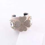 Baroque Four-Leaf Flower Rhinestone Bracelet for Party