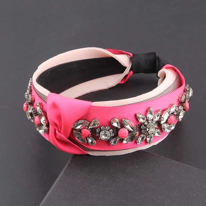 Baroque Rhinestone Silk Headband Street Travel Hair Accessories