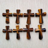 Tiger Eye Stone Cross Pendants for DIY Necklaces Jewelry Making 8pcs/lot