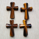 Tiger Eye Stone Cross Pendants for DIY Necklaces Jewelry Making 8pcs/lot