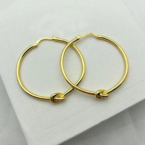 Yellow Large Circle Knot Earrings for Women