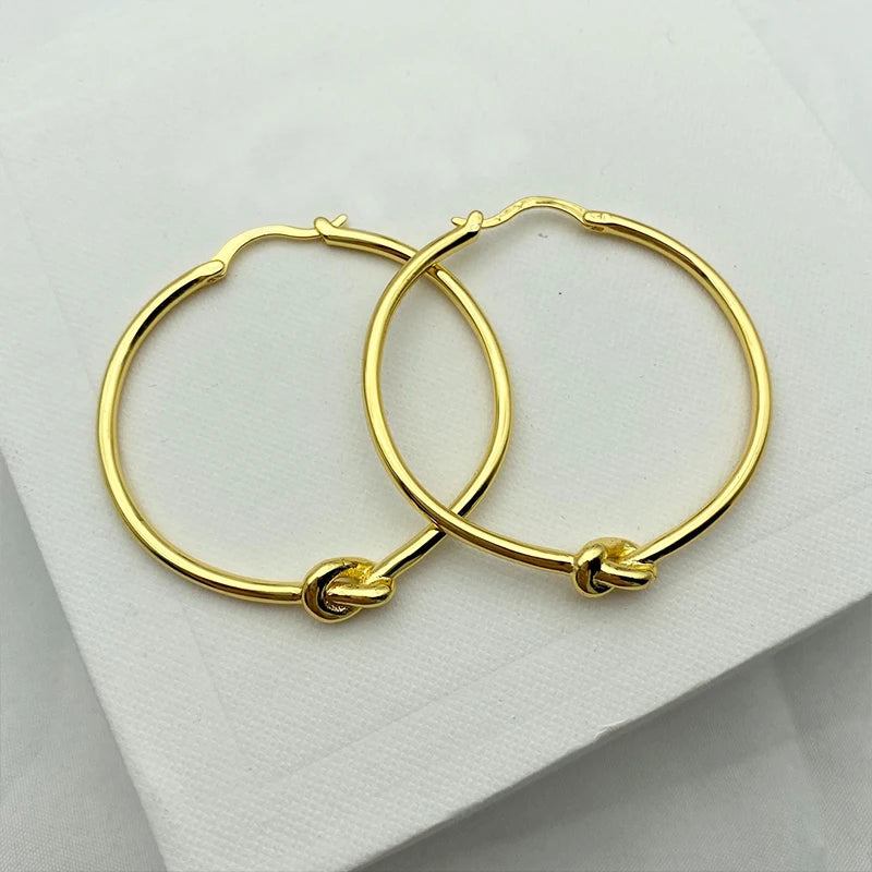 Yellow Large Circle Knot Earrings for Women