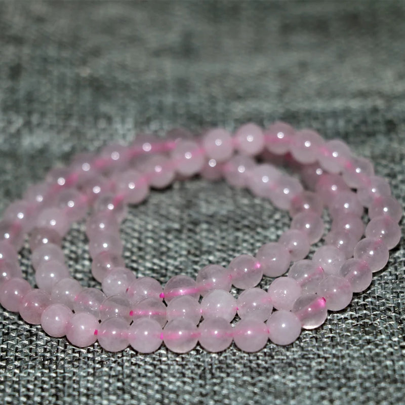 6mm Pink Jade Stone Chalcedony Round Beads Bracelet DIY Jewelry