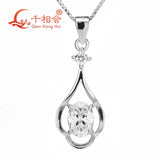 Flower Shape CZ Necklace for Women, Silver Chain