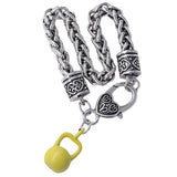 Enamel 3D Metal Kettle Bell Pendant Bracelet for Gym Fitness
