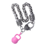 Enamel 3D Metal Kettle Bell Pendant Bracelet for Gym Fitness