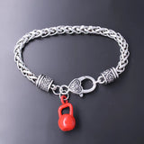 Enamel 3D Metal Kettle Bell Pendant Bracelet for Gym Fitness