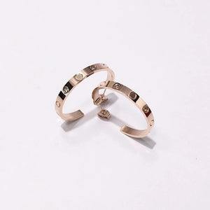 Geometric Cubic Zirconia Earrings Titanium Steel