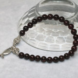 Natural Garnet Bracelet for Women 6mm Round Beads 7.5inch