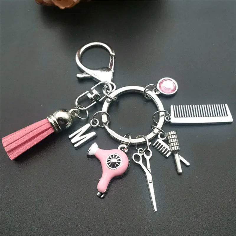 Retro Hairstyle Charm Tassel Keychain DIY Jewelry