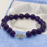 10mm Purple Chalcedony Jade Stone Beads Bracelet Jewelry Making
