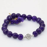 10mm Purple Chalcedony Jade Stone Beads Bracelet Jewelry Making