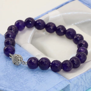 10mm Purple Chalcedony Jade Stone Beads Bracelet Jewelry Making