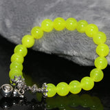 Natural Stone Lemon Jades Chalcedony Bracelet 8mm Round Beads 7.5inch