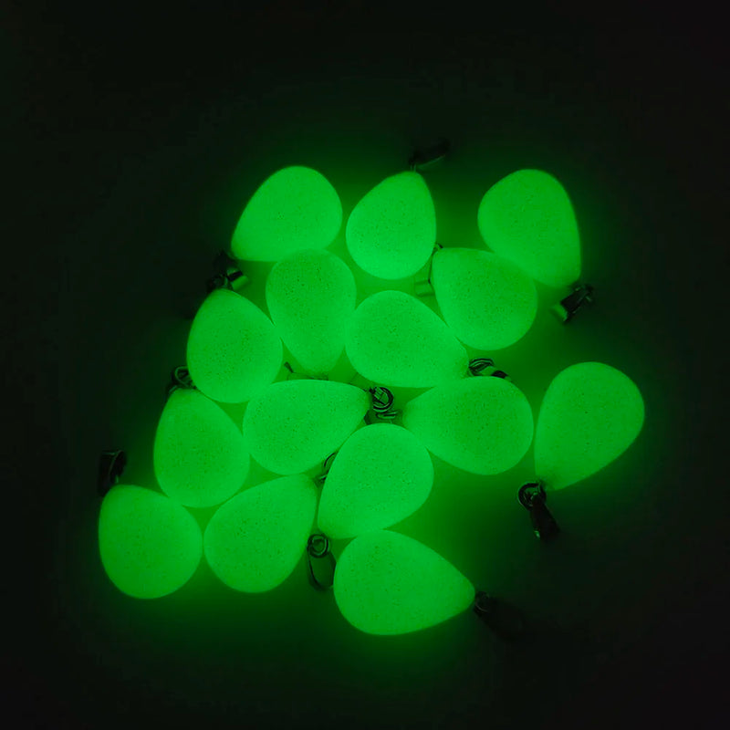 Green Luminous Stone Charms Water Drop Pendants for Jewelry Making 20mm