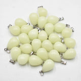 Green Luminous Stone Charms Water Drop Pendants for Jewelry Making 20mm