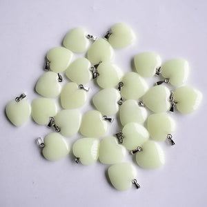 Heart Green Luminous Stone Charms Pendants 20mm 50pcs/lot