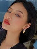 14K Plated Zircon Love Pendant Earrings for Women