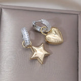 14K Plated Zircon Love Pendant Earrings for Women