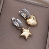 14K Plated Zircon Love Pendant Earrings for Women