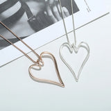 Love Pendant Necklace Jewelry Peach Heart Sweater Chain