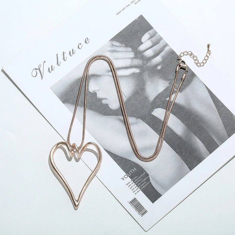 Love Pendant Necklace Jewelry Peach Heart Sweater Chain
