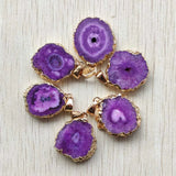 6pcs Natural Crystal Purple Irregular Round Side Pendants for Jewelry Making