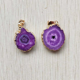 6pcs Natural Crystal Purple Irregular Round Side Pendants for Jewelry Making