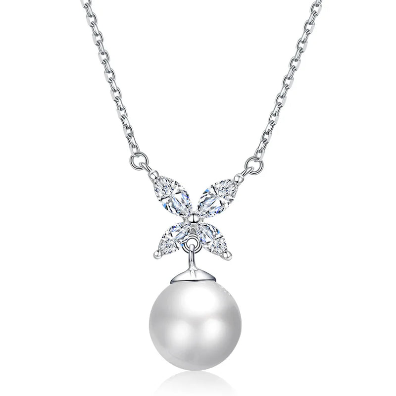 Natural Pearl Necklace Female Four-Leaf Clover Pendant S925 Silver Chain
