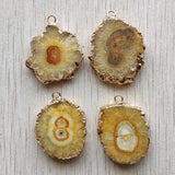 6pcs Natural Yellow Crystal Irregular Round Side Pendants for Jewelry Making