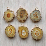 6pcs Natural Yellow Crystal Irregular Round Side Pendants for Jewelry Making