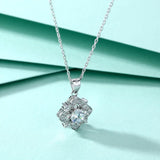Four-Leaf Clover Flower Necklace S925 Sterling Silver Zircon