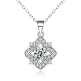 Four-Leaf Clover Flower Necklace S925 Sterling Silver Zircon