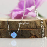 Opal Bead Necklace Women Lady with 925 Silver 5mm Synthetic Opal Beads Necklace