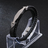 Stylish Men's Stainless Steel Leather Bracelet