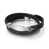 Stylish Men's Stainless Steel Leather Bracelet