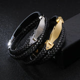 Stylish Men's Stainless Steel Leather Bracelet