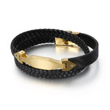 Stylish Men's Stainless Steel Leather Bracelet