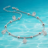 Sterling Silver Princess Crown Anklet Leg Chain Bracelet Foot Jewelry
