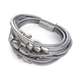Punk Heart Shape Alloy Beads Leather Cord Bracelet