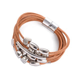 Punk Heart Shape Alloy Beads Leather Cord Bracelet