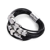 Punk Heart Shape Alloy Beads Leather Cord Bracelet