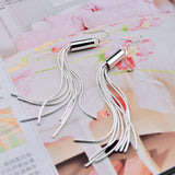 Silver Long Tassel Earrings