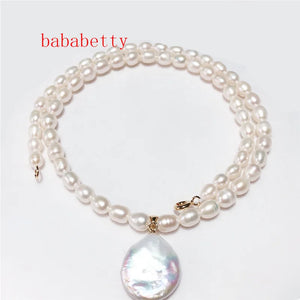Freshwater Pearl Pendant Necklace 925 Silver Clasp