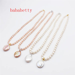 Freshwater Pearl Pendant Necklace 925 Silver Clasp